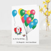 Sarcastische Clown met ballonnen Verjaardag Kaart (Gele Bloem)
