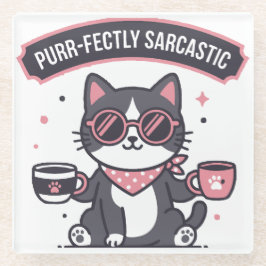 Sarcastische Coole Kat Bandana Koffie Liefhebber C Glazen Onderzetter
