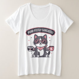 Sarcastische Coole Kat Bandana Koffie Liefhebber C Grote Maat T-shirt