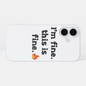 Sarcastische "Dit is prima" meme met brandende emo iPhone 16 Hoesje (Achterkant horizontaal)