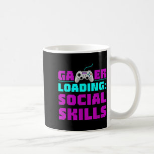 Sarcastische gamer laadt sociale vaardigheden grap koffiemok
