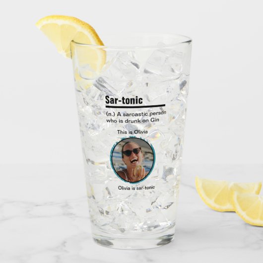 Sarcastische Gin Lover Foto en Naam Glas (Voorkant ijs)
