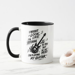 Sarcastische gitarist die gitaar speelt in mijn ho mok