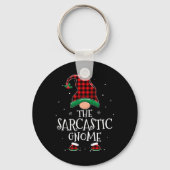 Sarcastische Gnoom Xmas Family Matching Plaid Kers Sleutelhanger (Voorkant)