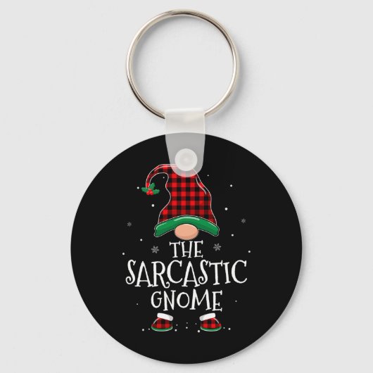 Sarcastische Gnoom Xmas Family Matching Plaid Kers Sleutelhanger (Voorkant)
