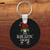 Sarcastische Gnoom Xmas Family Matching Plaid Kers Sleutelhanger (Voorkant)