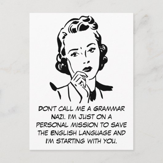 Sarcastische Grammatica Nazi Briefkaart (Voorkant)