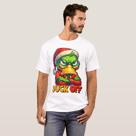 Sarcastische Grumpy Duck Kerstmis T-shirt (Voorkant volledig)