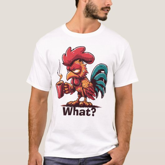 Sarcastische haan drink koffie cadeau idee t-shirt (Voorkant)