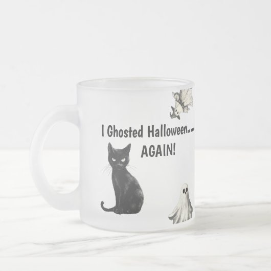 Sarcastische Halloween Kattengeest Matglas Koffiemok (Links)