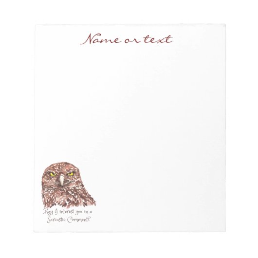 Sarcastische Humor Quote Waterverf Grumpy Owl Notitieblok (Voorkant)