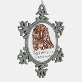 Sarcastische Humor Quote Waterverf Grumpy Owl Tin Sneeuwvlok Ornament (Links)