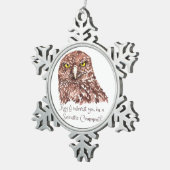 Sarcastische Humor Quote Waterverf Grumpy Owl Tin Sneeuwvlok Ornament (Rechts)