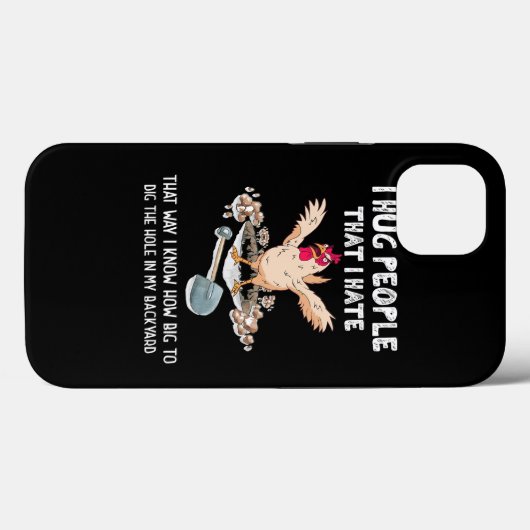 Sarcastische Introvert Crazy Chicken I Hug Mensen Case-Mate iPhone Case (Achterkant (horizontaal))