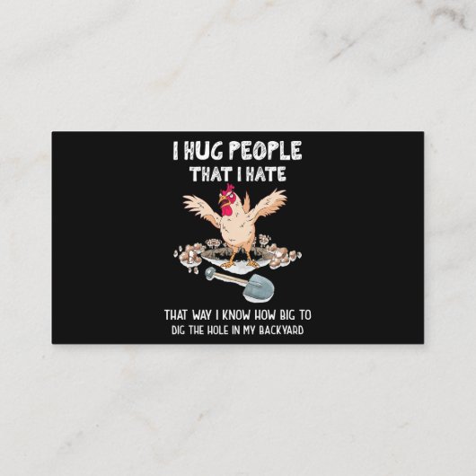 Sarcastische Introvert Crazy Chicken I Hug Mensen  Visitekaartje (Achterkant)