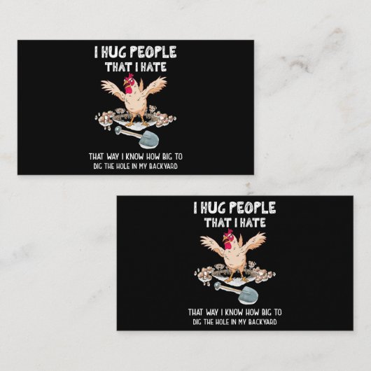 Sarcastische Introvert Crazy Chicken I Hug Mensen Visitekaartje (Voorkant / Achterkant)