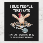 Sarcastische Introvert Crazy Chicken I Hug Mensen Wijn Etiket (Enkel label)