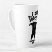 Sarcastische kat cartoon zwart-wit latte mok (Linkerhoek)