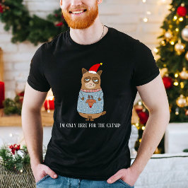 Sarcastische kat draagt een lelijke kersttrui t-shirt