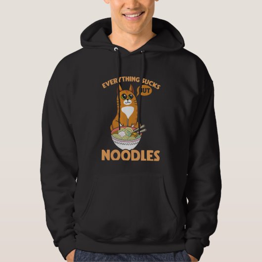 Sarcastische kat en Japanse noodle Ramen Lover Hoodie (Voorkant)