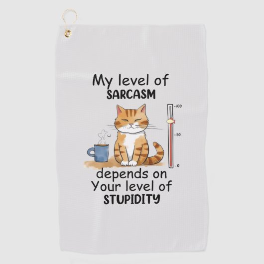 Sarcastische kat - Grappige Oranje kunst Golfhanddoek (Voorkant)