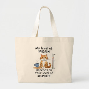 Sarcastische kat - Grappige Oranje kunst Grote Tote Bag