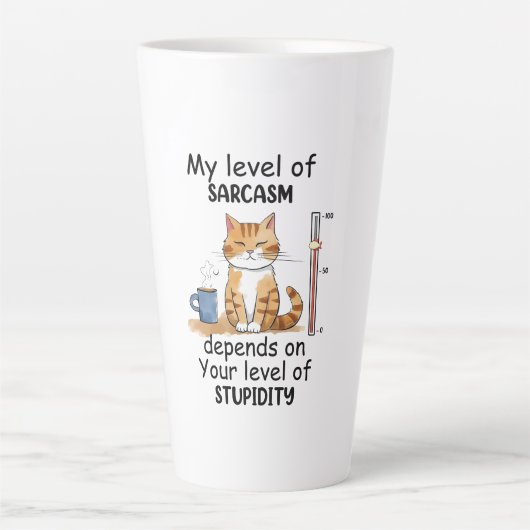 Sarcastische kat - Grappige Oranje kunst Latte Mok (Voorkant)