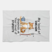Sarcastische kat - Grappige Oranje kunst Theedoek (Horizontaal)