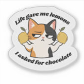 Sarcastische Kat Sticker – Het Leven Gaf Me Citroe (Voorkant)