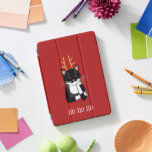 Sarcastische kerstkat-Humor iPad Pro Cover<br><div class="desc">Een sarcastische,  irritante en onenthousiaste zwarte en witte tuxedo-kat met kerstgeweien. Hoi,  etc. Verander of verwijder de tekst om aan te passen.</div>