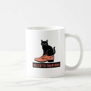 Sarcastische Linocut Kat in Schoen Meme Koffiemok