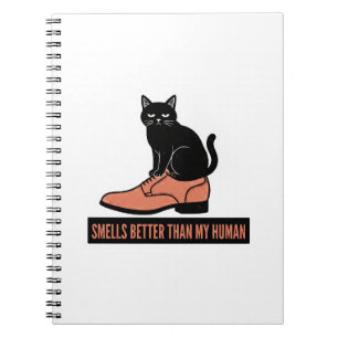Sarcastische Linocut Kat in Schoen Meme Notitieboek