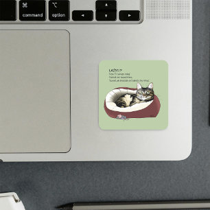 Sarcastische Luie Lapjeskat Humor Saliegroen Vierkante Sticker