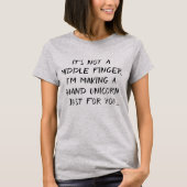 Sarcastische middelvinger is hand eenhoorn zwart l t-shirt (Voorkant)