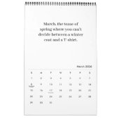 Sarcastische monochrome kalender (Mar 2026)