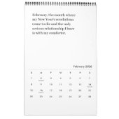 Sarcastische monochrome kalender (Feb 2026)