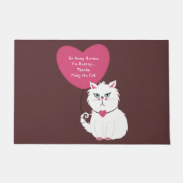 Sarcastische Moody White Cat Funny Custom Ga weg Deurmat