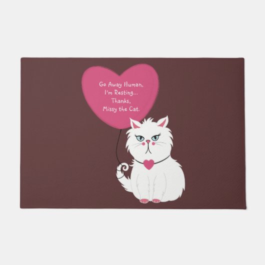 Sarcastische Moody White Cat Funny Custom Ga weg Deurmat (Voorkant)