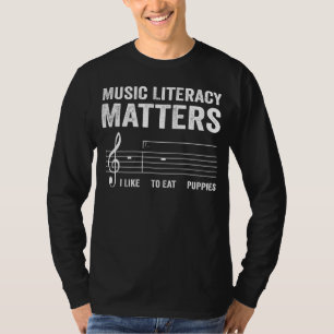 Sarcastische muziekgeletterdheid die ik graag eet t-shirt