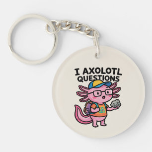 Sarcastische Nerd Axolotl Ik Heb Axolotl Vragen Me Sleutelhanger