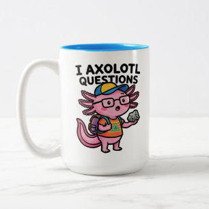 Sarcastische Nerd Axolotl Ik Heb Axolotl Vragen Me Tweekleurige Koffiemok