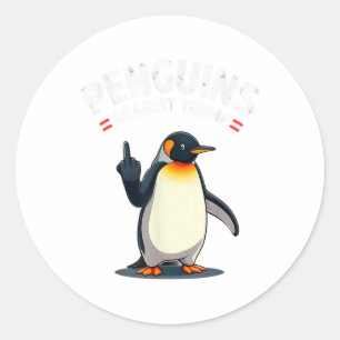 Sarcastische pinguïns tegen Trump Ronde Sticker