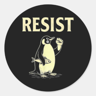Sarcastische pinguïns weerstaan tarieven ronde sticker