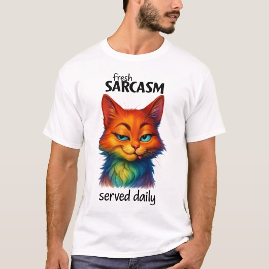 Sarcastische Regenboogkat Grappige Quote T-shirt (Voorkant)
