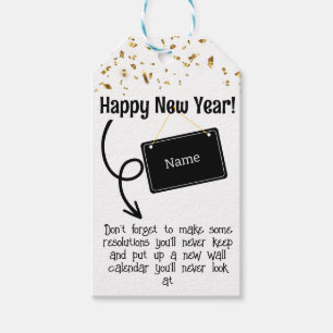 Sarcastische resolutie Funny Happy Nieuwjaar Confe Cadeaulabel