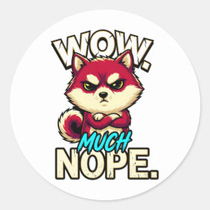 Sarcastische Shiba Inu Wow Veel Nee Grappige Meme Ronde Sticker
