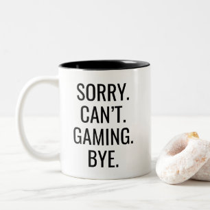 Sarcastische Sorry Kan Niet Gamen Dag Typografie Tweekleurige Koffiemok