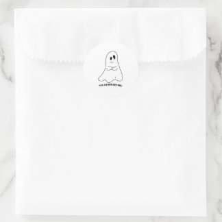 Sarcastische spookstickers – je ziet me nooit ronde sticker