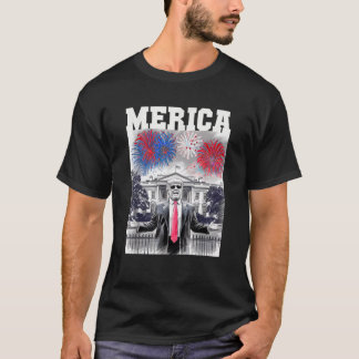 Sarcastische TRUMP 4 juli Amerikaanse Vuurwerk Pat T-shirt