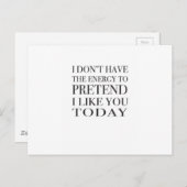 Sarcastische typografie: "Ik heb geen energie..." Briefkaart (Voorkant / Achterkant)